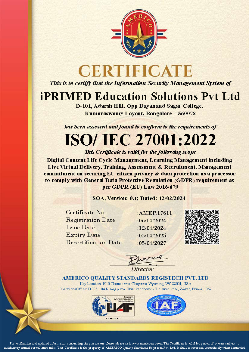 ISO 27001 iPRIMED Certification